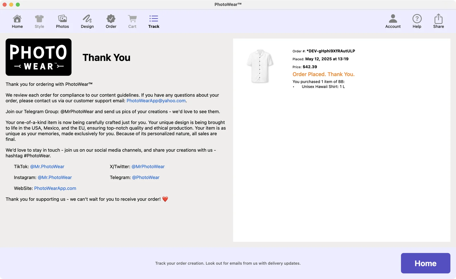 Delivered in 10-14 Days in the PhotoWear app