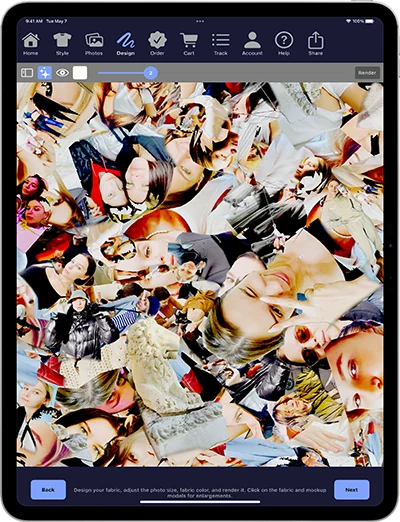 Wedding fabric on an iPad